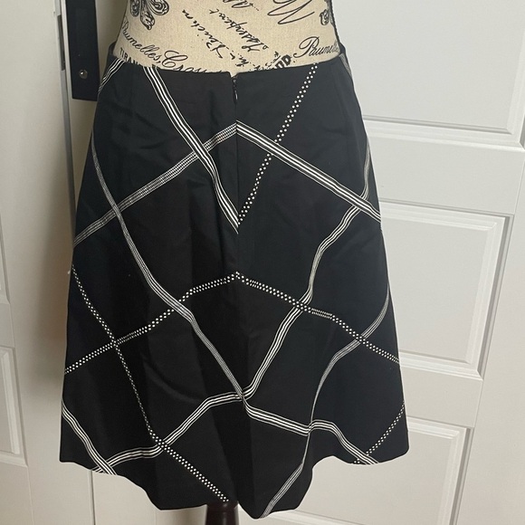 Talbots Black and White Cotton Ribbon A-line Skirt - Picture 4 of 8